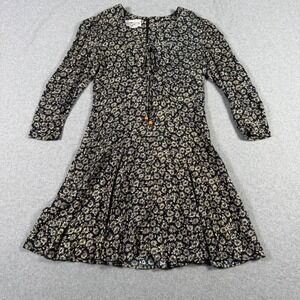 Explorations Vintage 90s Black Floral Grunge Cottage Core Rayon Mini Dress 7